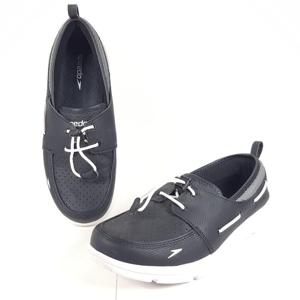 Speedo Mens Black/White Size 9 Boat Shoes